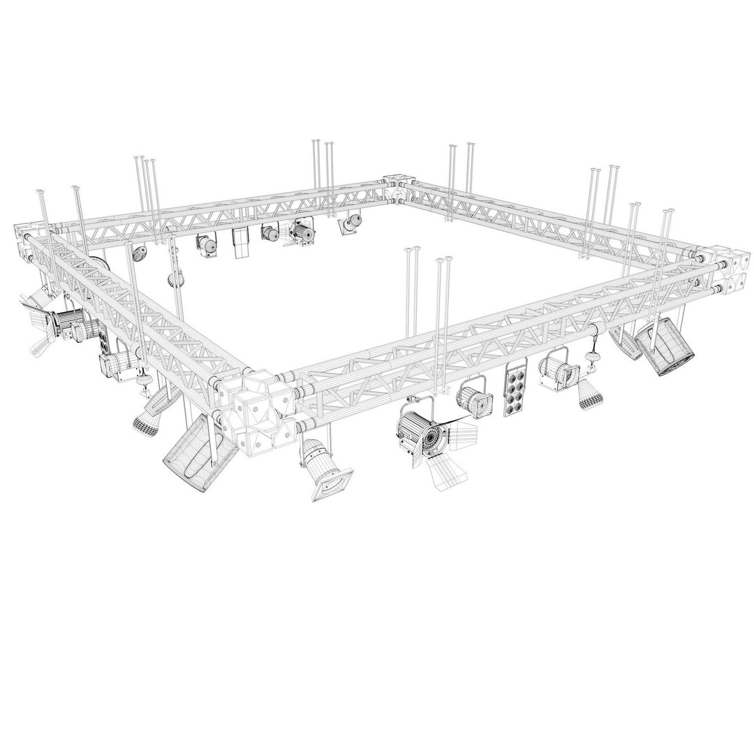 Light Truss 3D Model – Industrial Stage Rig, FBX, Blender, 3DSMAX - View 12