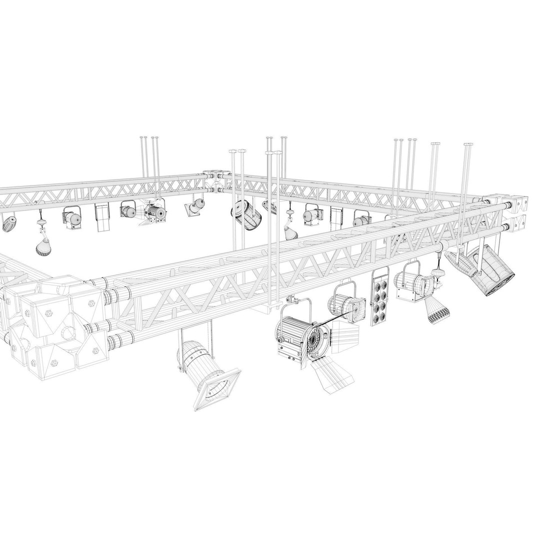 Light Truss 3D Model – Industrial Stage Rig, FBX, Blender, 3DSMAX - View 13