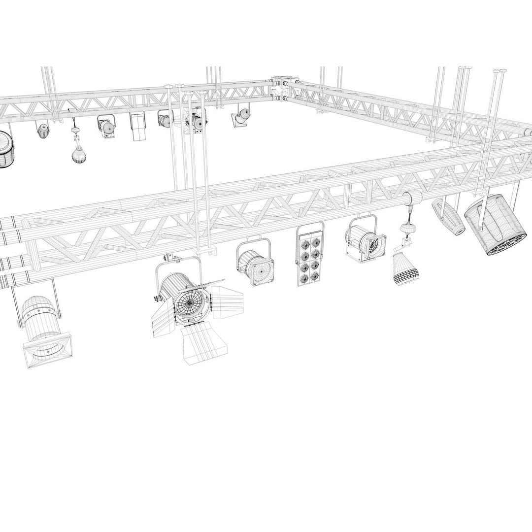 Light Truss 3D Model – Industrial Stage Rig, FBX, Blender, 3DSMAX - View 14