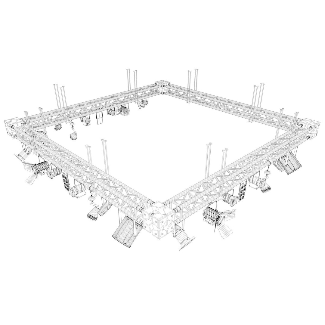 Light Truss 3D Model – Industrial Stage Rig, FBX, Blender, 3DSMAX - View 15