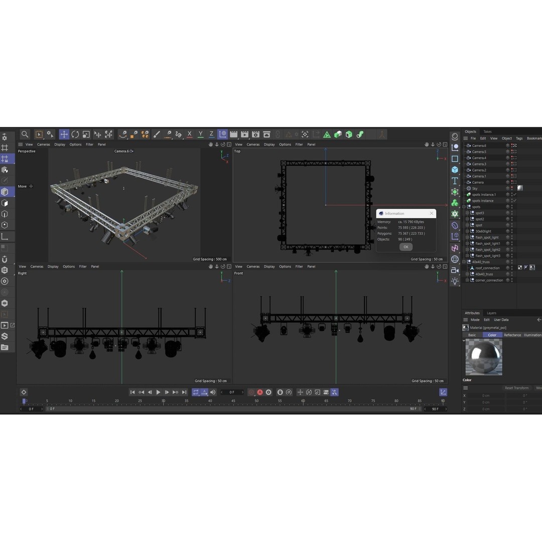 Light Truss 3D Model – Industrial Stage Rig, FBX, Blender, 3DSMAX - View 17