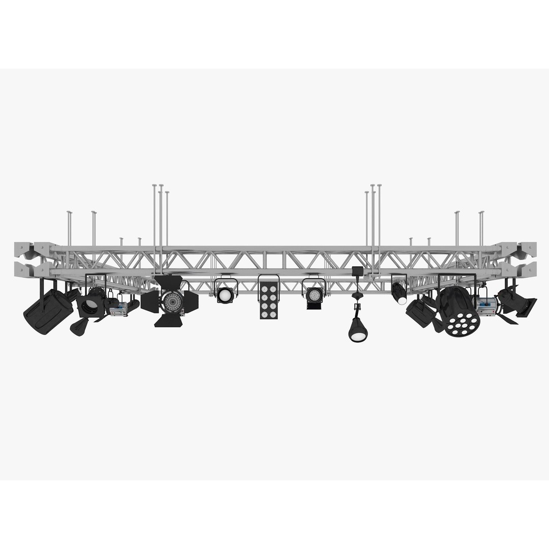Light Truss 3D Model – Industrial Stage Rig, FBX, Blender, 3DSMAX - View 3