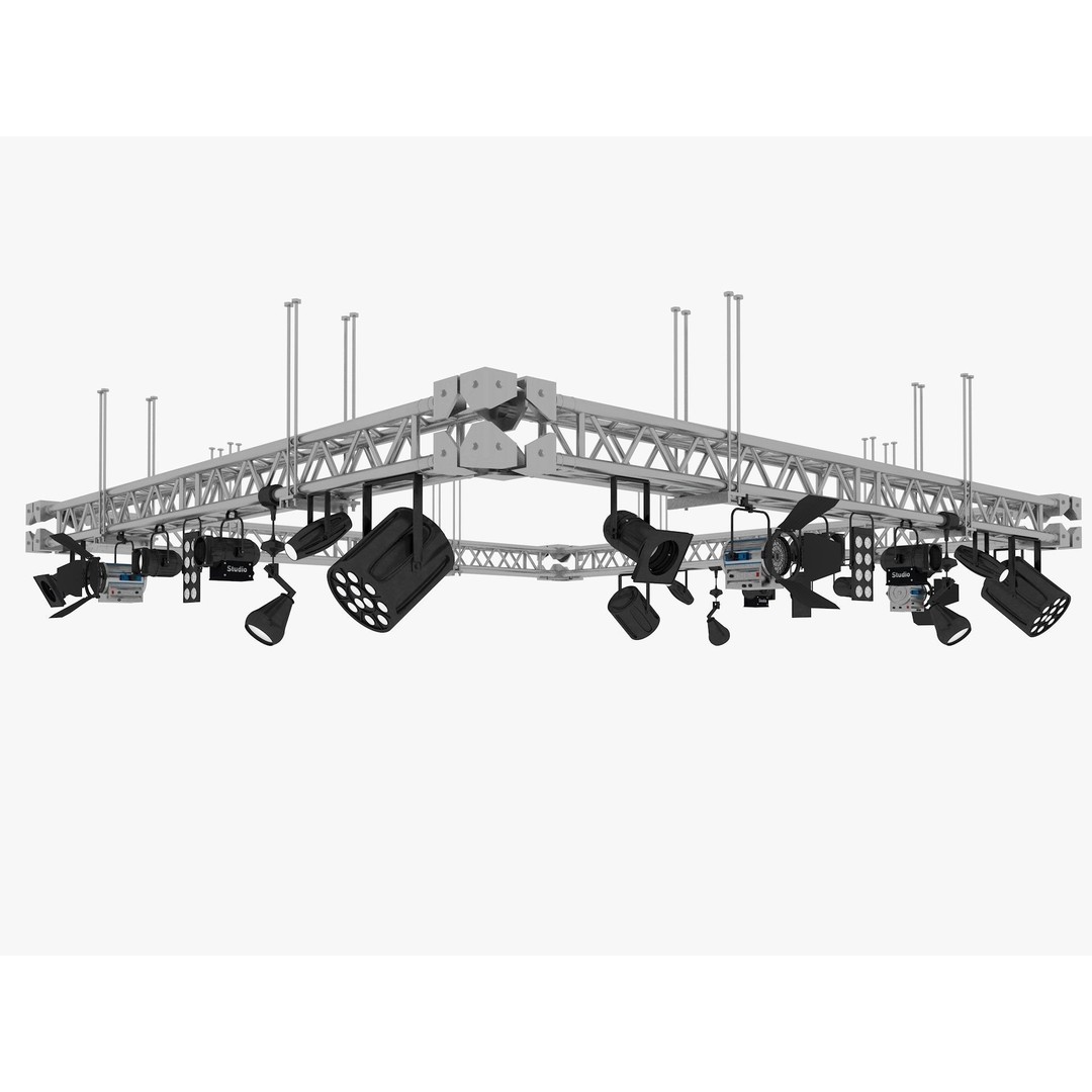 Light Truss 3D Model – Industrial Stage Rig, FBX, Blender, 3DSMAX - View 4