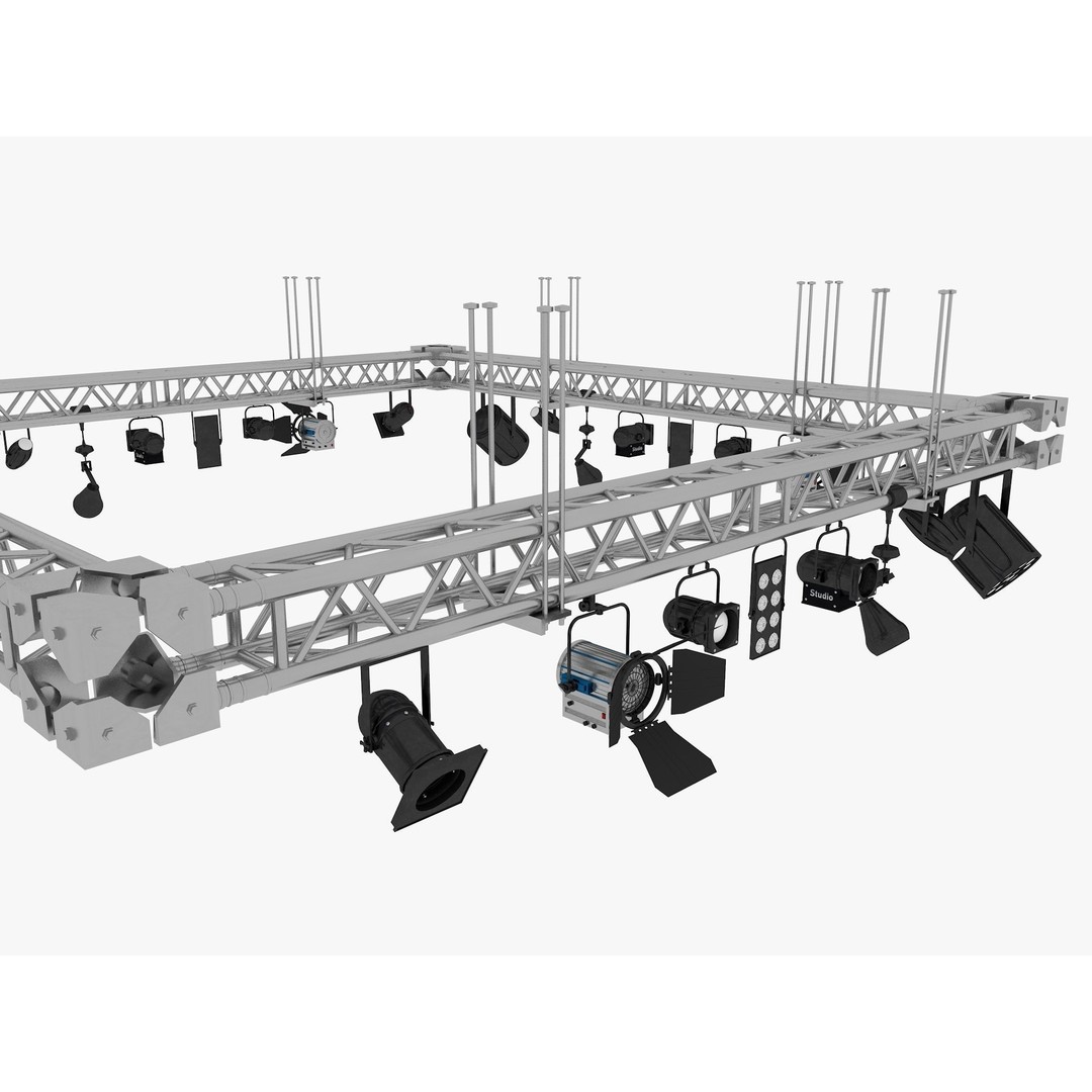 Light Truss 3D Model – Industrial Stage Rig, FBX, Blender, 3DSMAX - View 6