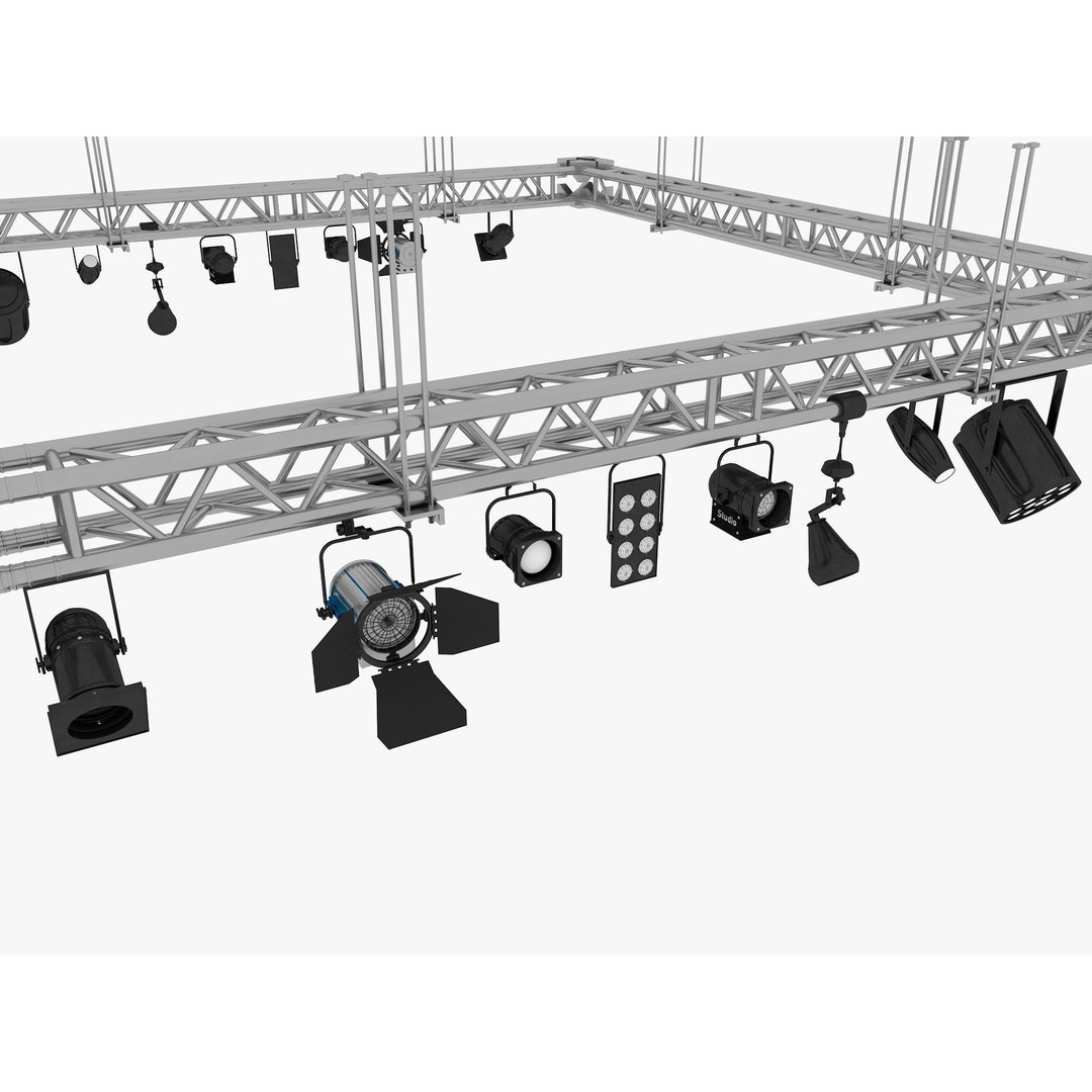 Light Truss 3D Model – Industrial Stage Rig, FBX, Blender, 3DSMAX - View 7