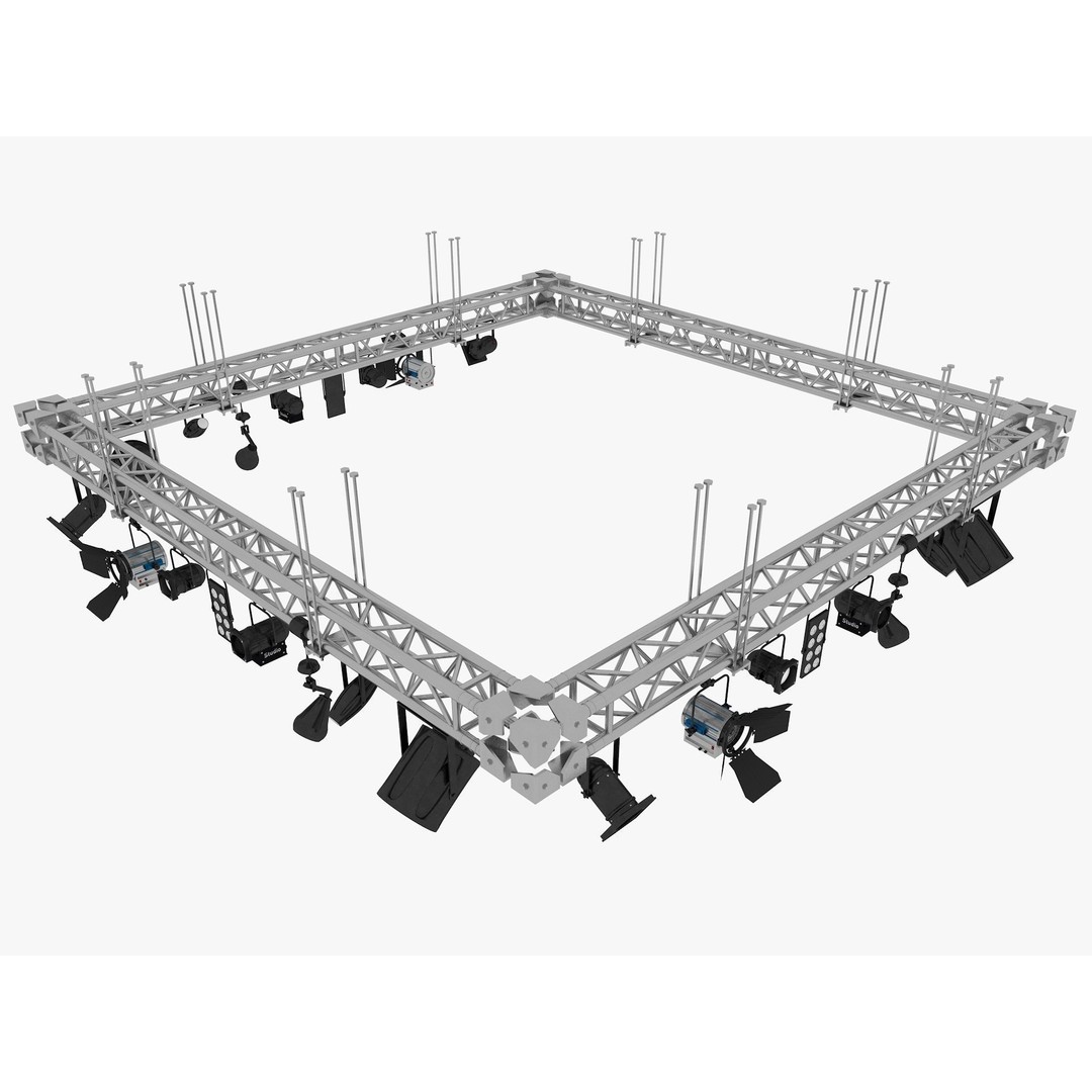 Light Truss 3D Model – Industrial Stage Rig, FBX, Blender, 3DSMAX - View 8