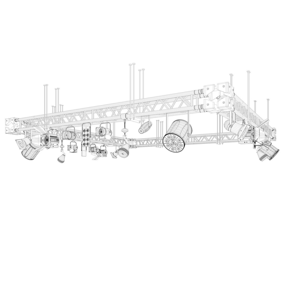 Light Truss 3D Model – Industrial Stage Rig, FBX, Blender, 3DSMAX - View 9