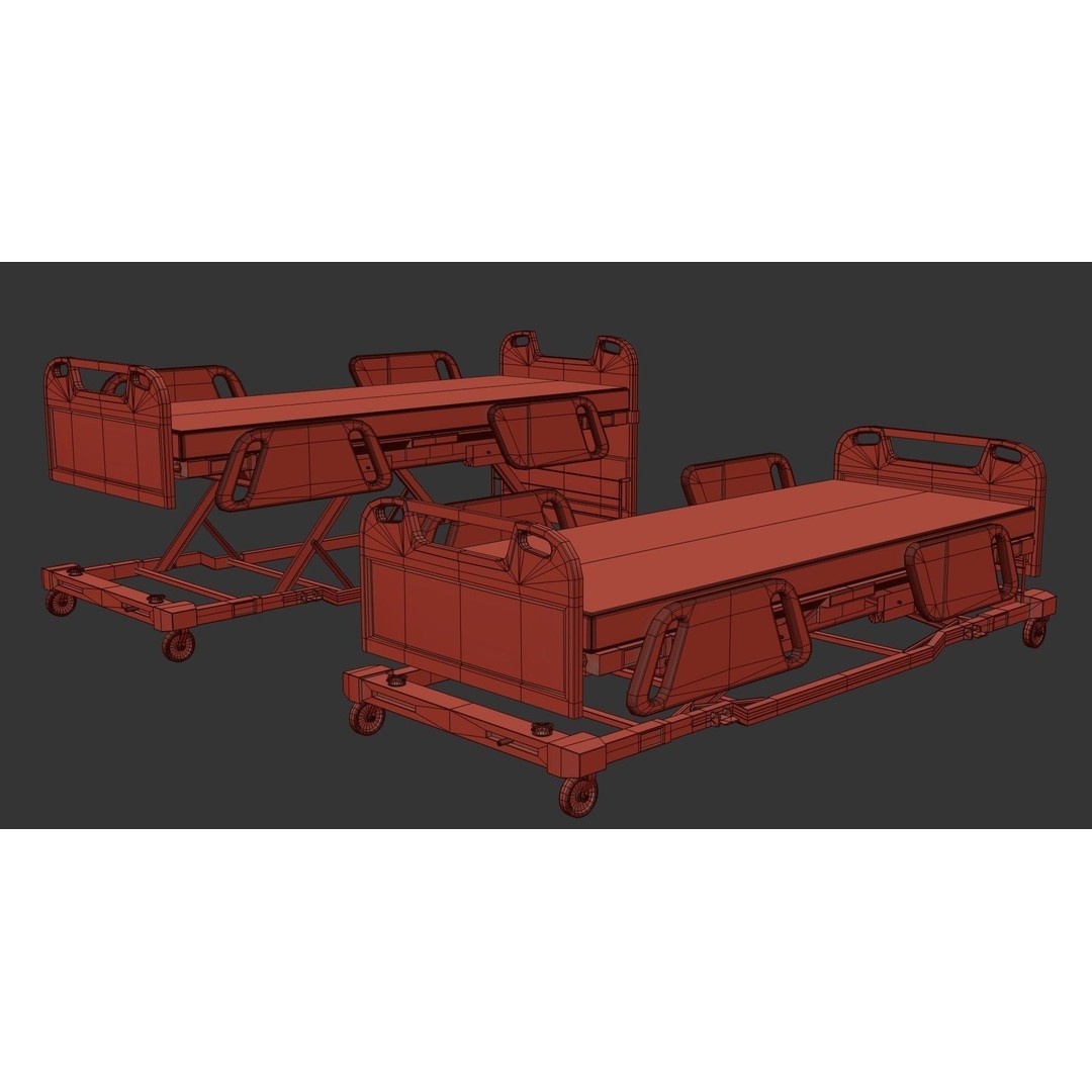 Hospital Bed 3D Model – Low Poly ICU Bed with PBR Textures
