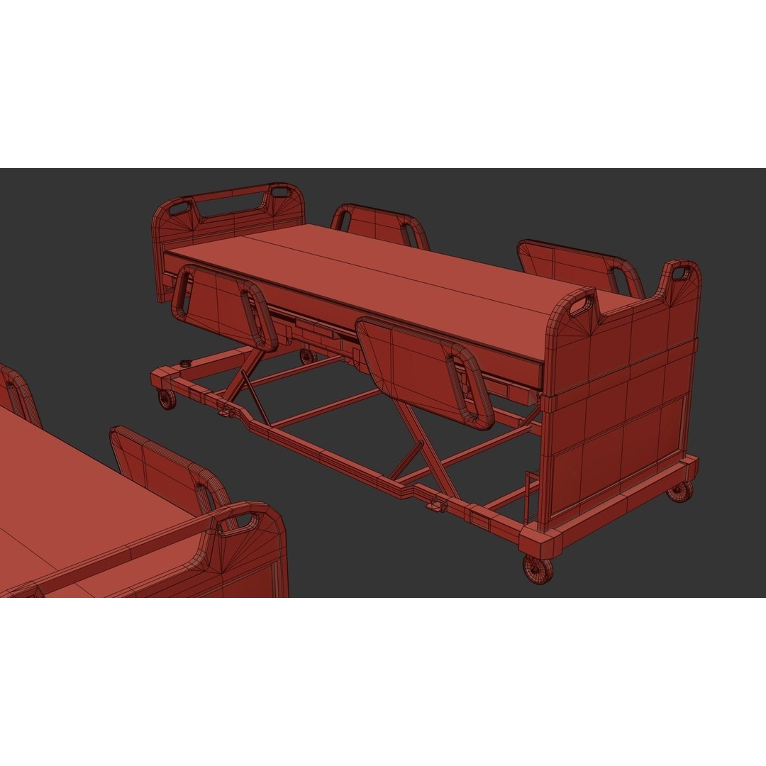 Hospital Bed 3D Model – Low Poly ICU Bed with PBR Textures - View 18