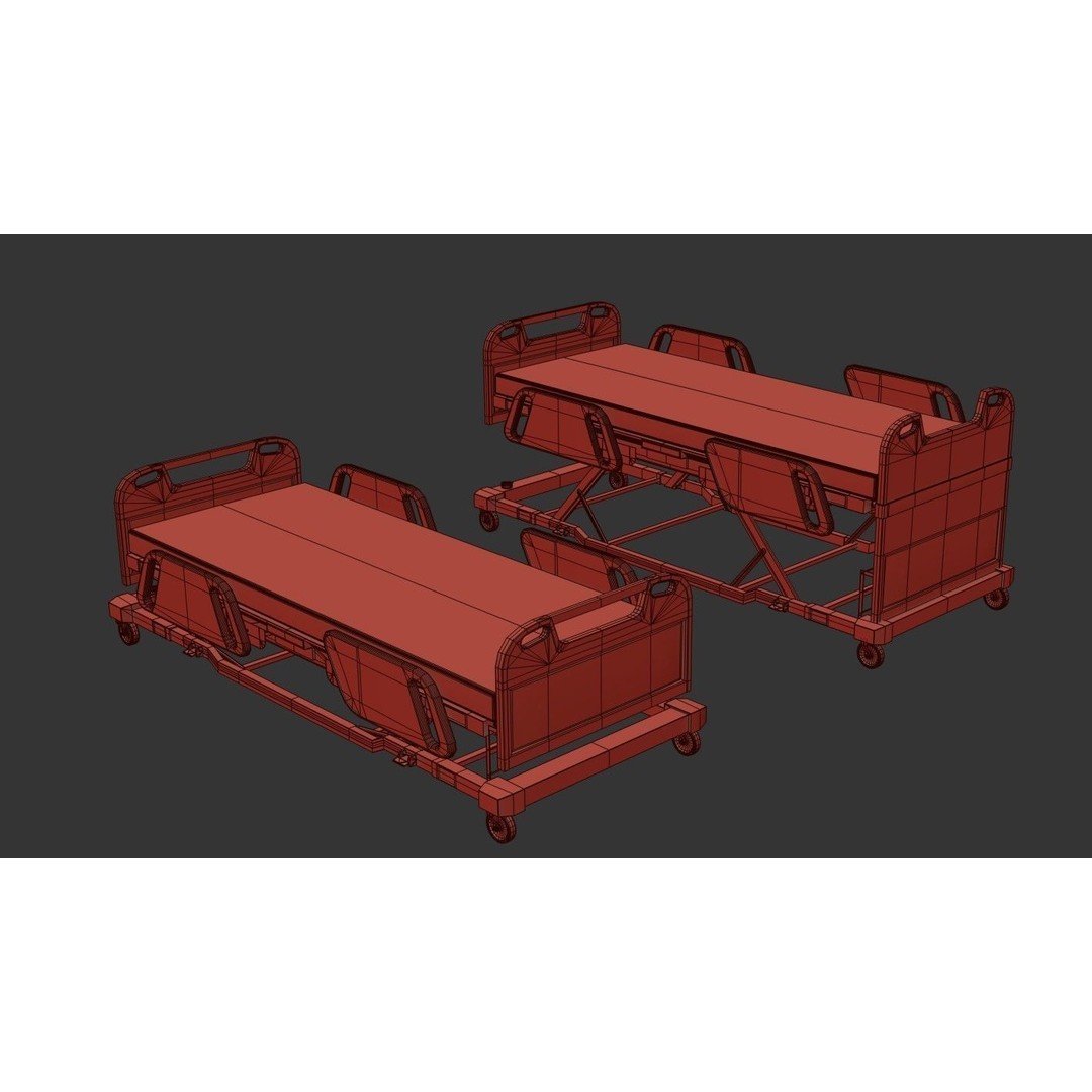 Hospital Bed 3D Model – Low Poly ICU Bed with PBR Textures - View 19