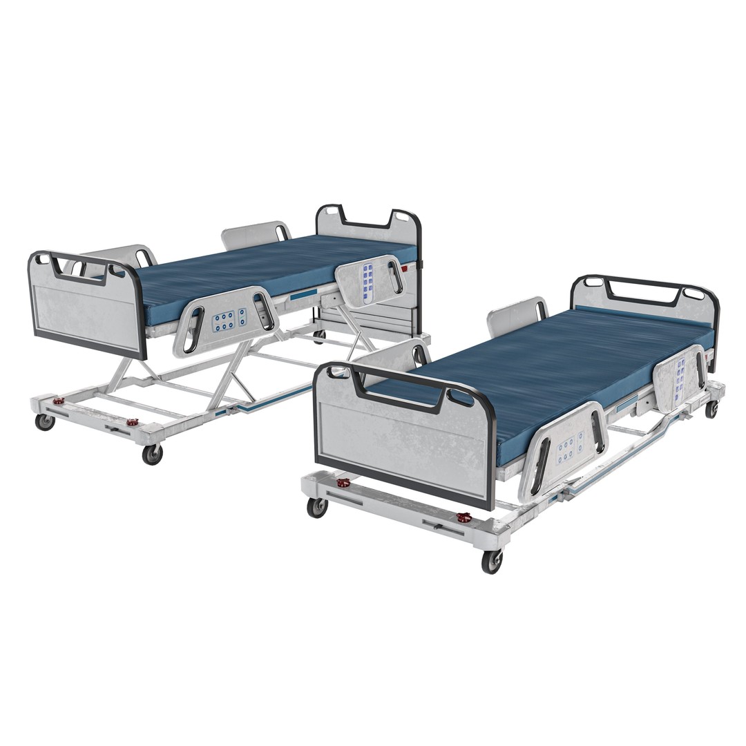 Hospital Bed 3D Model – Low Poly ICU Bed with PBR Textures - View 4