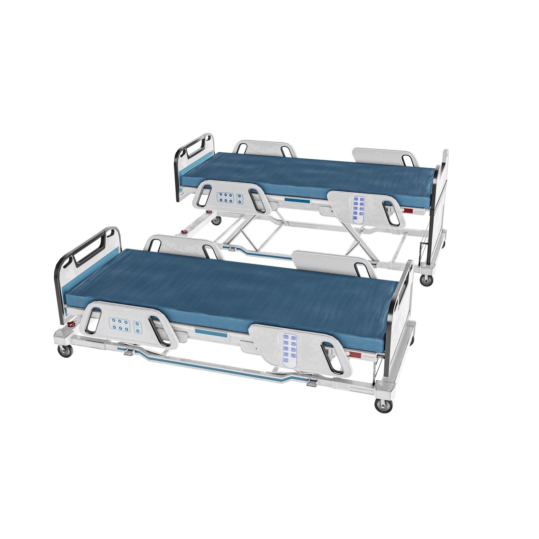 Hospital Bed 3D Model – Low Poly ICU Bed with PBR Textures - View 5