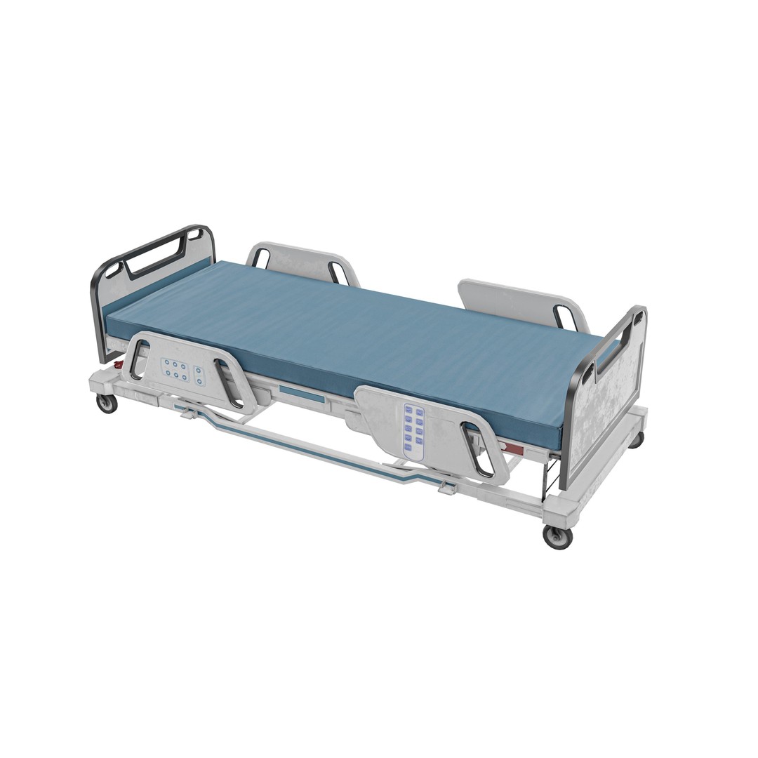 Hospital Bed 3D Model – Low Poly ICU Bed with PBR Textures - View 6