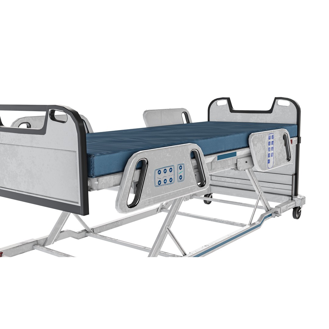 Hospital Bed 3D Model – Low Poly ICU Bed with PBR Textures - View 9