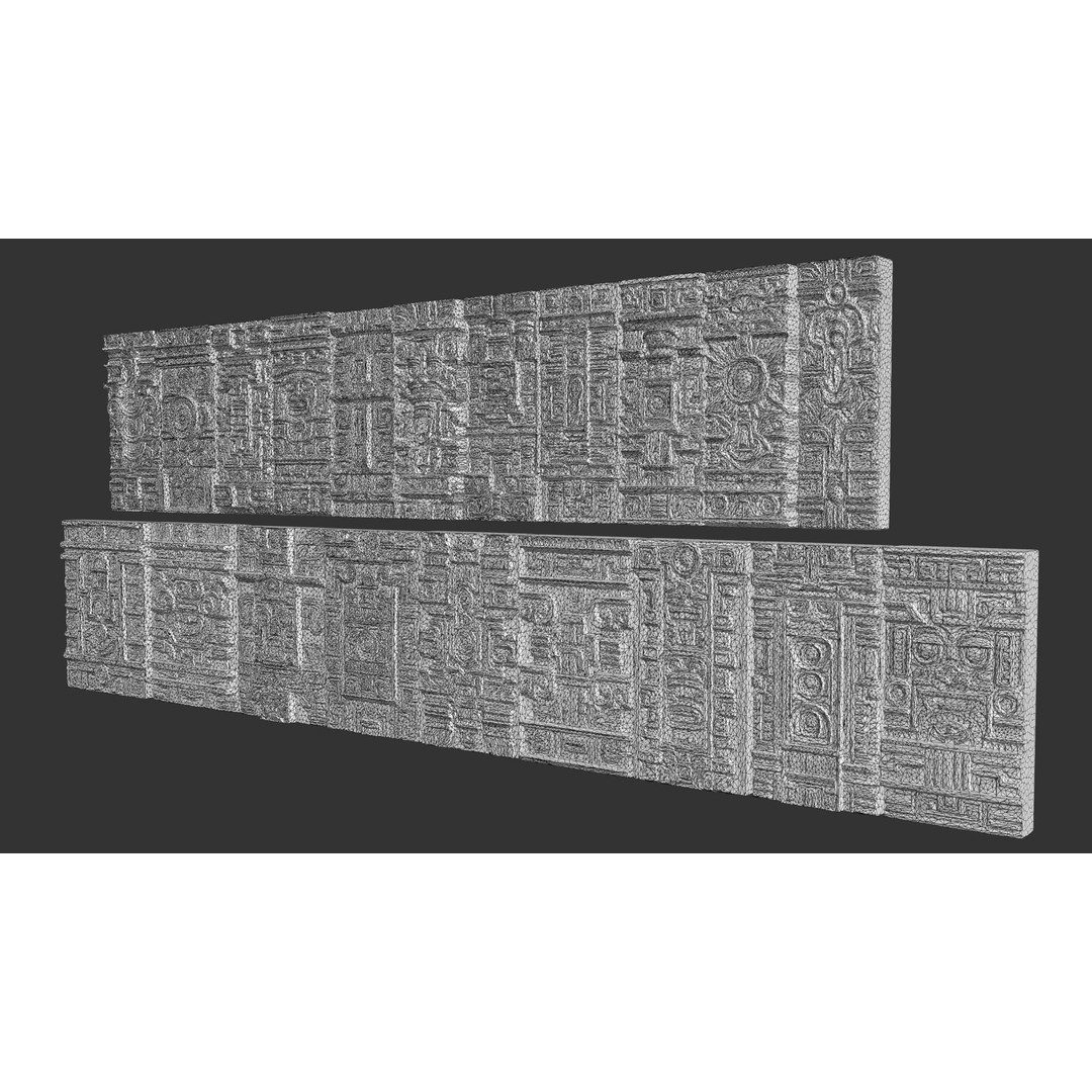 Mayan Walls 3D Model – Low Poly Architectural Asset, FBX & Blender