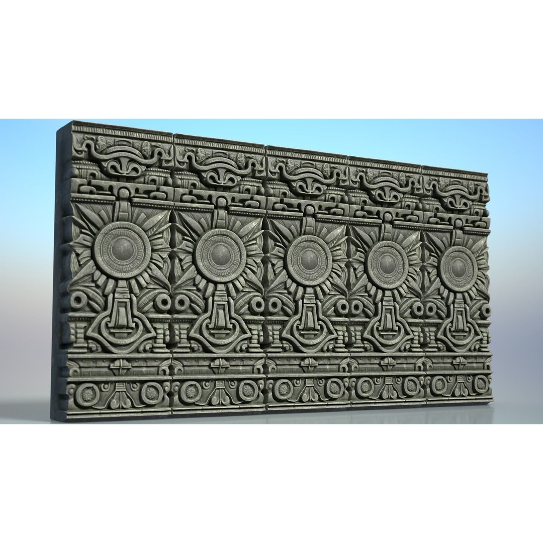 Mayan Walls 3D Model – Low Poly Architectural Asset, FBX & Blender - View 4