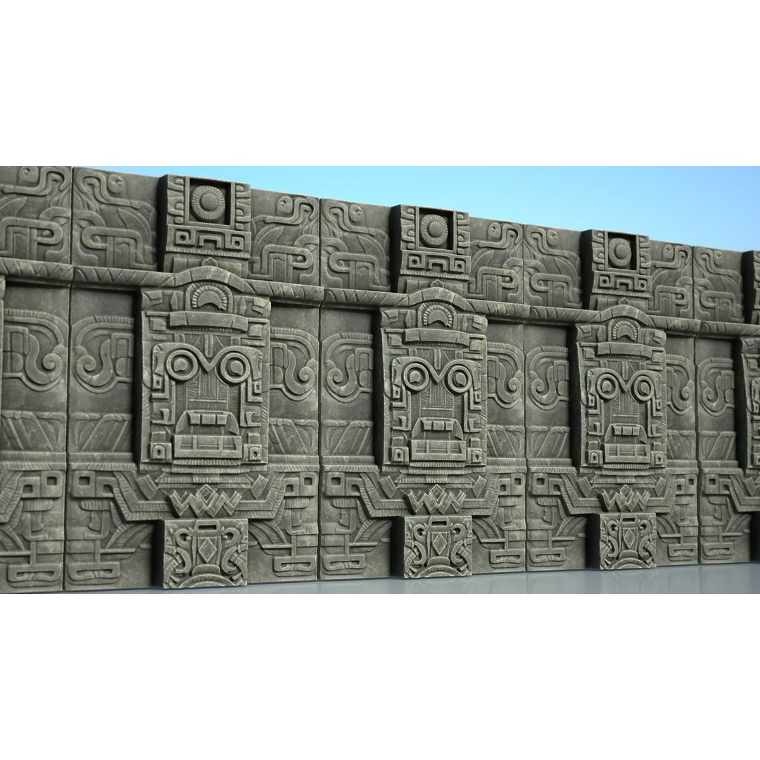 Mayan Walls 3D Model – Low Poly Architectural Asset, FBX & Blender - View 6
