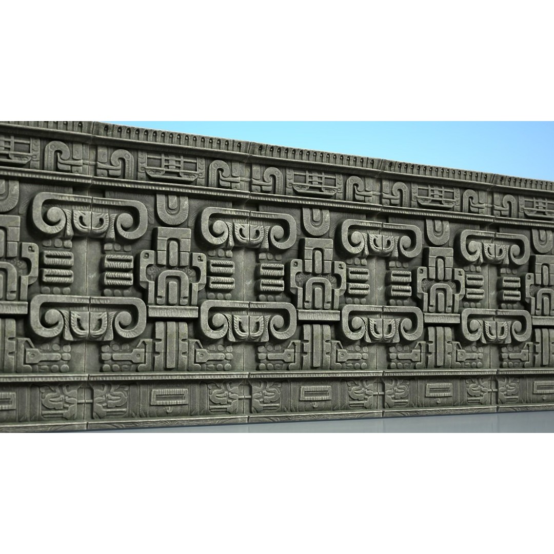 Mayan Walls 3D Model – Low Poly Architectural Asset, FBX & Blender - View 7