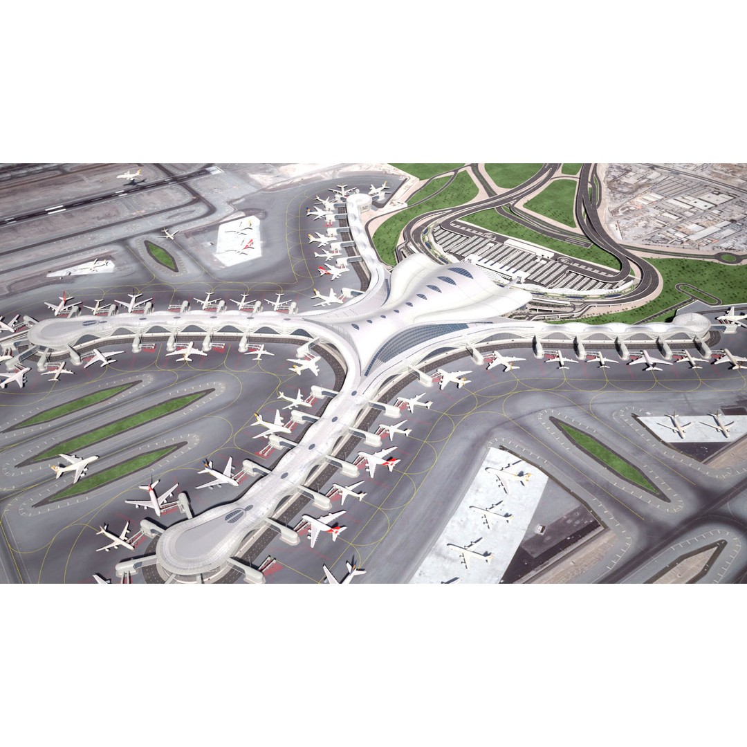 Abu Dhabi Airport 3D Model – High Detail Architectural Landmark, FBX - View 3
