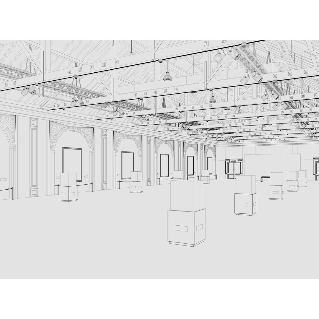 Art Gallery Exhibition Loft 3D Model – Modern Interior Design, FBX, Blender - View 11