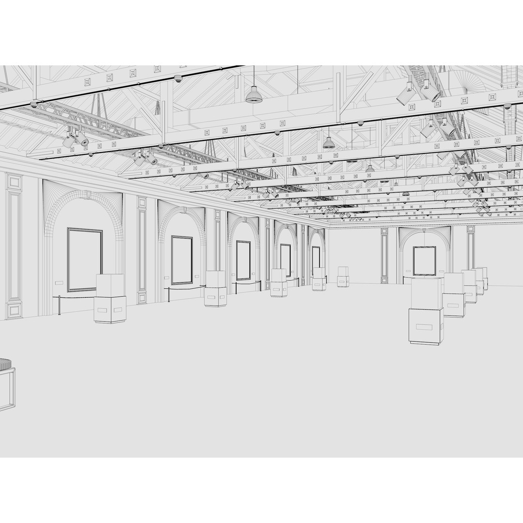 Art Gallery Exhibition Loft 3D Model – Modern Interior Design, FBX, Blender - View 13