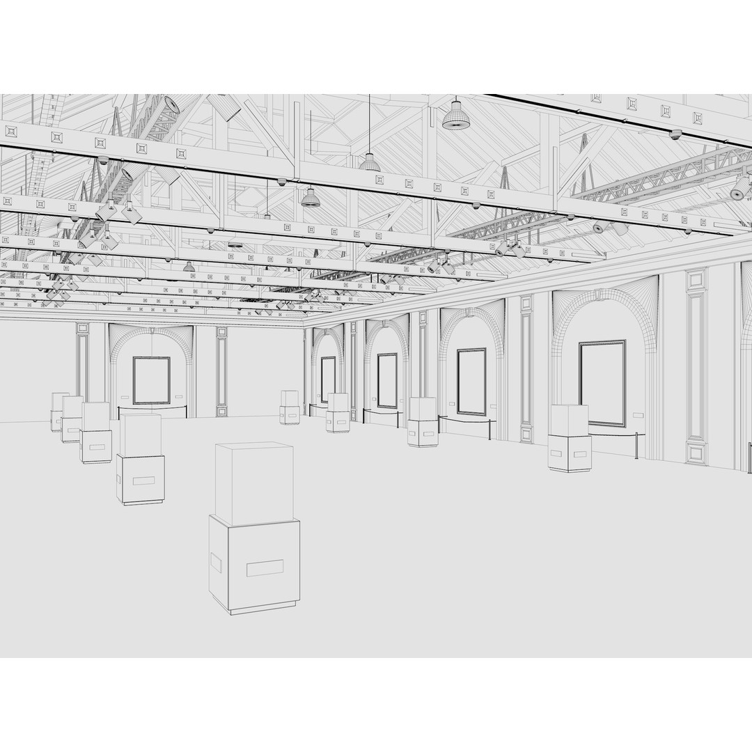 Art Gallery Exhibition Loft 3D Model – Modern Interior Design, FBX, Blender - View 14