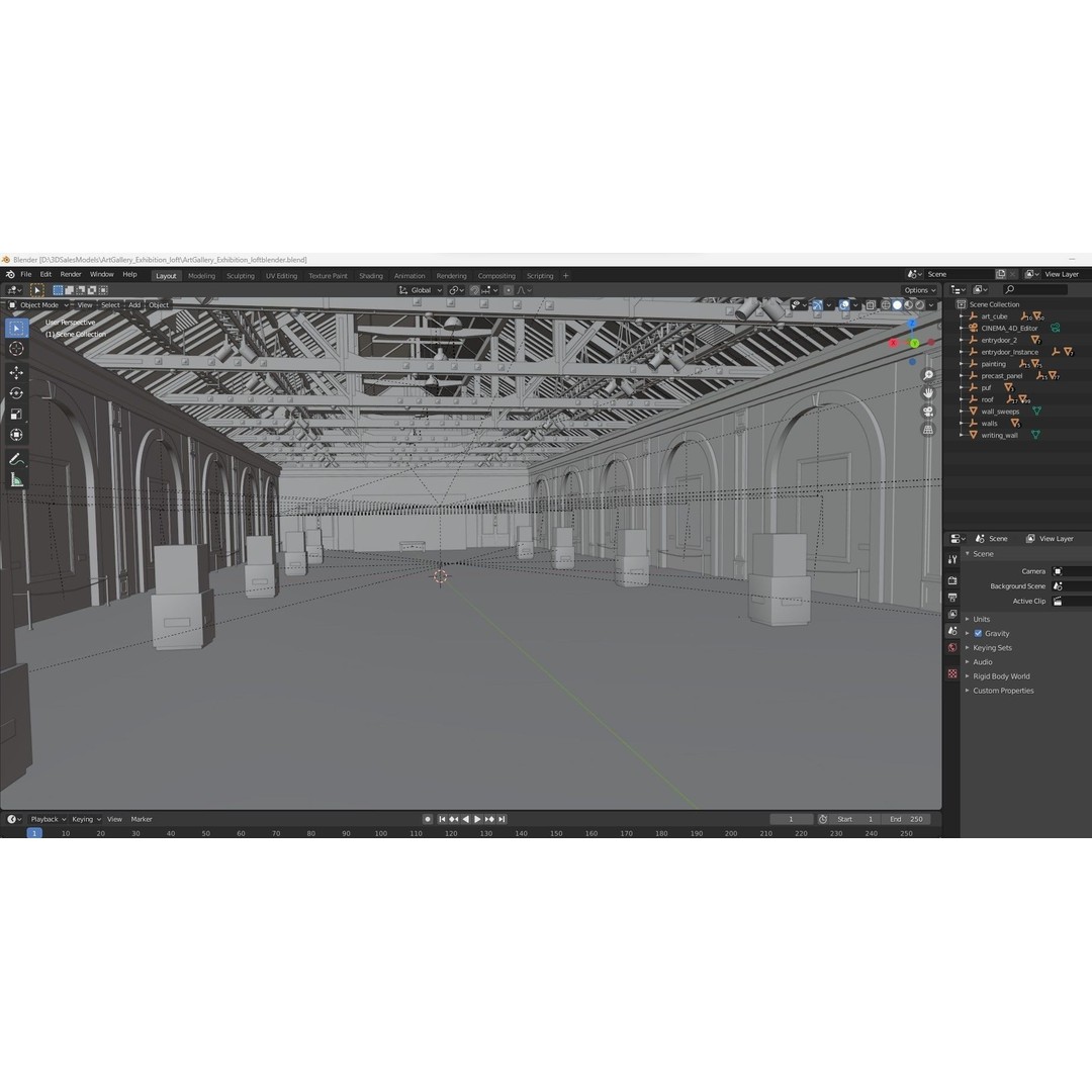 Art Gallery Exhibition Loft 3D Model – Modern Interior Design, FBX, Blender - View 18