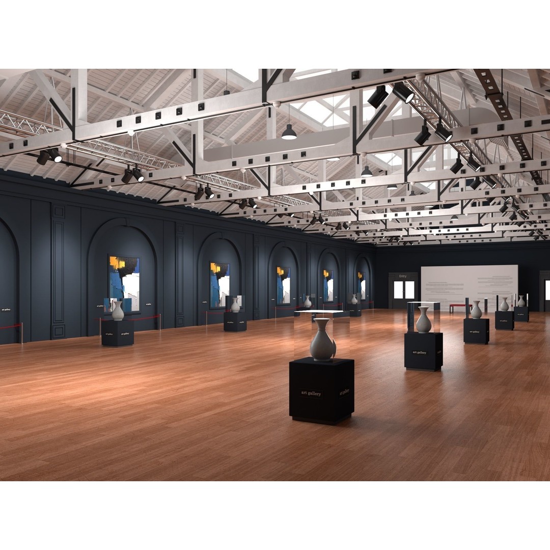 Art Gallery Exhibition Loft 3D Model – Modern Interior Design, FBX, Blender - View 3