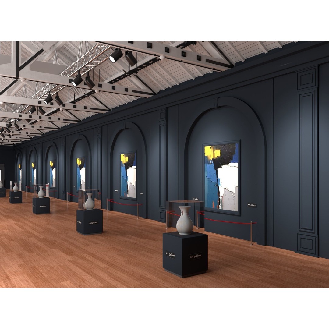 Art Gallery Exhibition Loft 3D Model – Modern Interior Design, FBX, Blender - View 4