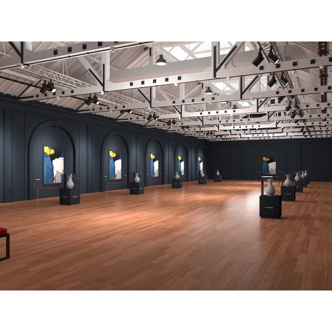 Art Gallery Exhibition Loft 3D Model – Modern Interior Design, FBX, Blender - View 5