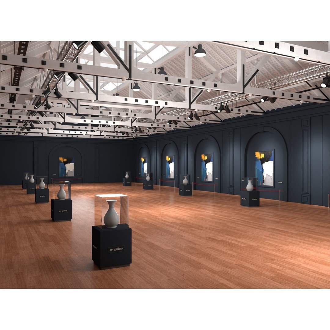 Art Gallery Exhibition Loft 3D Model – Modern Interior Design, FBX, Blender - View 6