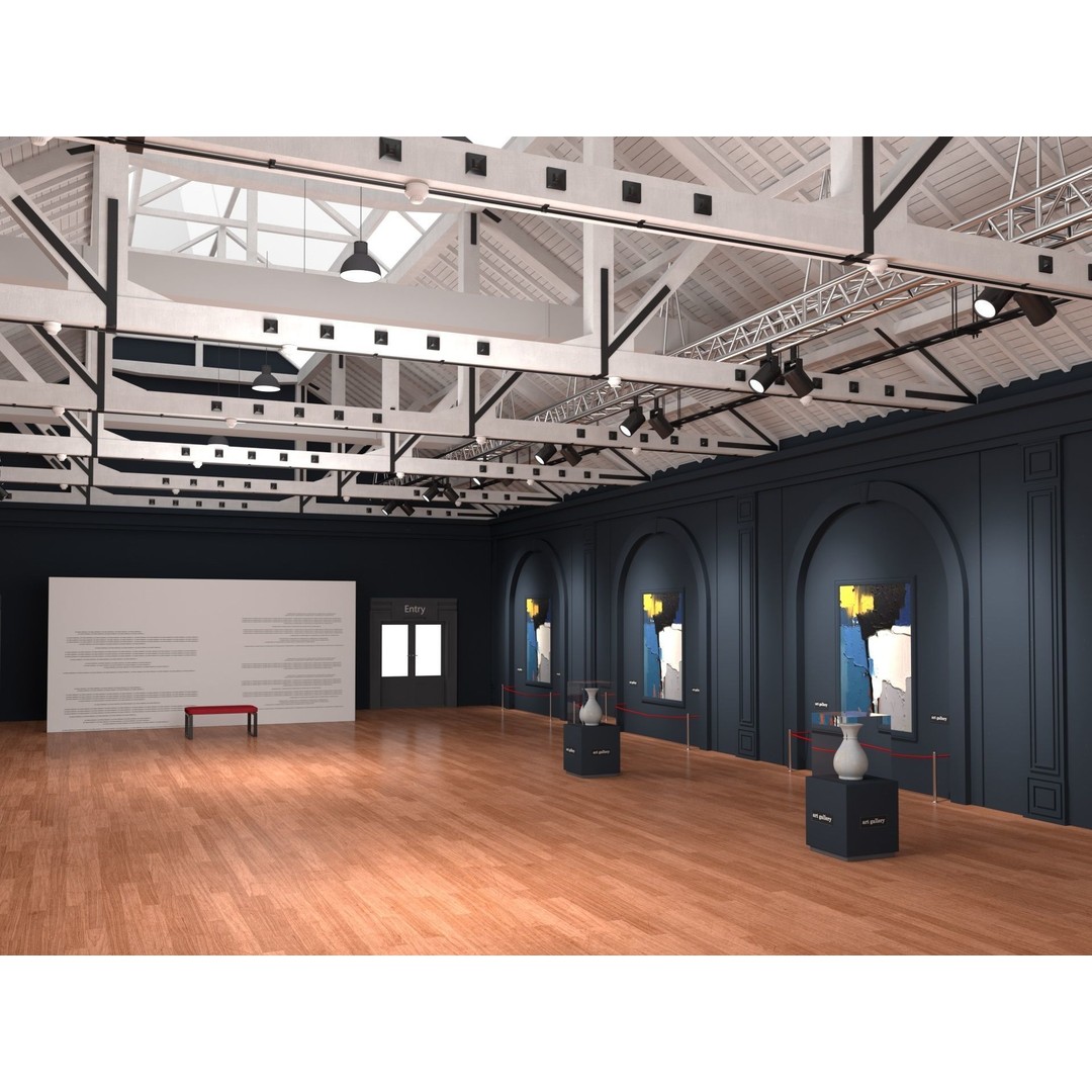 Art Gallery Exhibition Loft 3D Model – Modern Interior Design, FBX, Blender - View 7