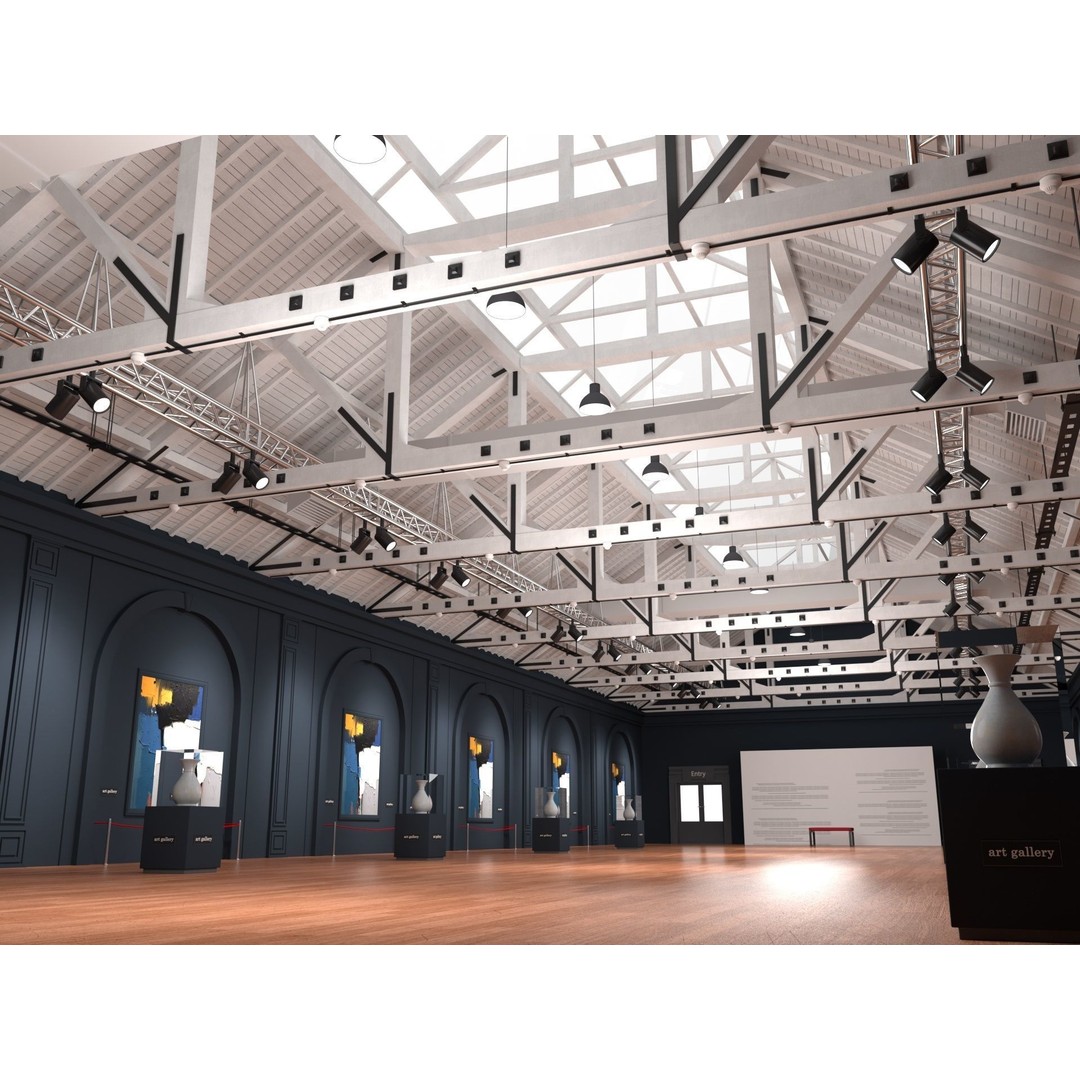 Art Gallery Exhibition Loft 3D Model – Modern Interior Design, FBX, Blender - View 9