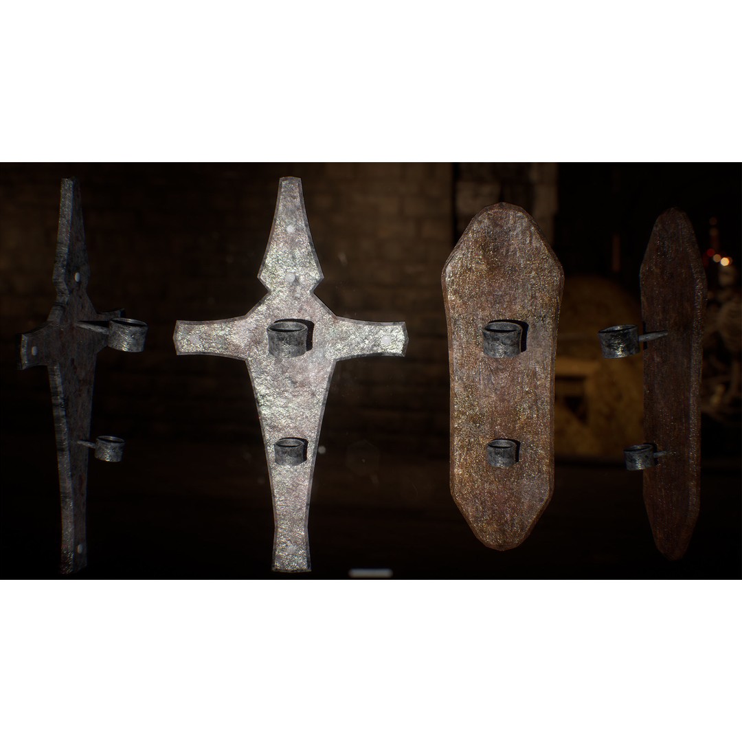 Medieval Torches 3D Model – Low Poly PBR Lighting Asset, FBX - View 8