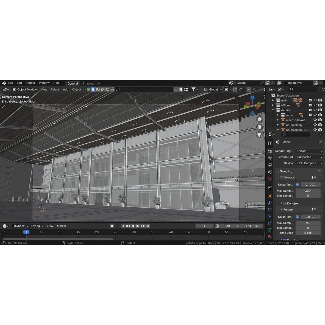 Modern Warehouse 3D Model – High Poly Office Design, Blender, FBX, OBJ