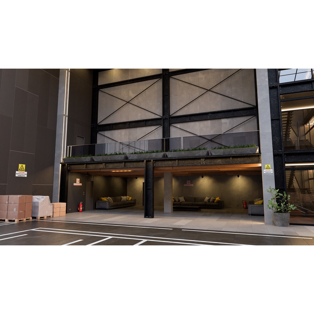 Modern Warehouse 3D Model – High Poly Office Design, Blender, FBX, OBJ - View 10