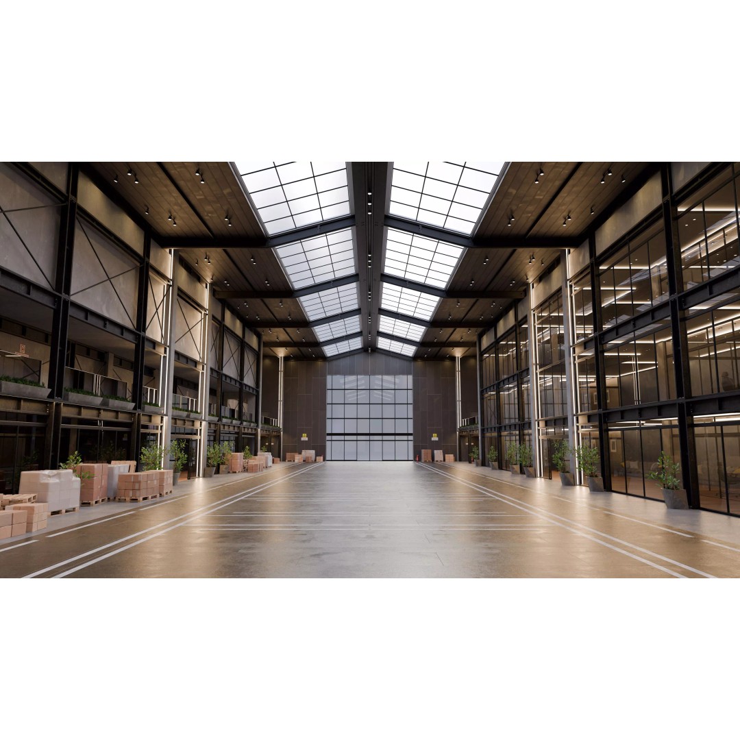 Modern Warehouse 3D Model – High Poly Office Design, Blender, FBX, OBJ - View 2