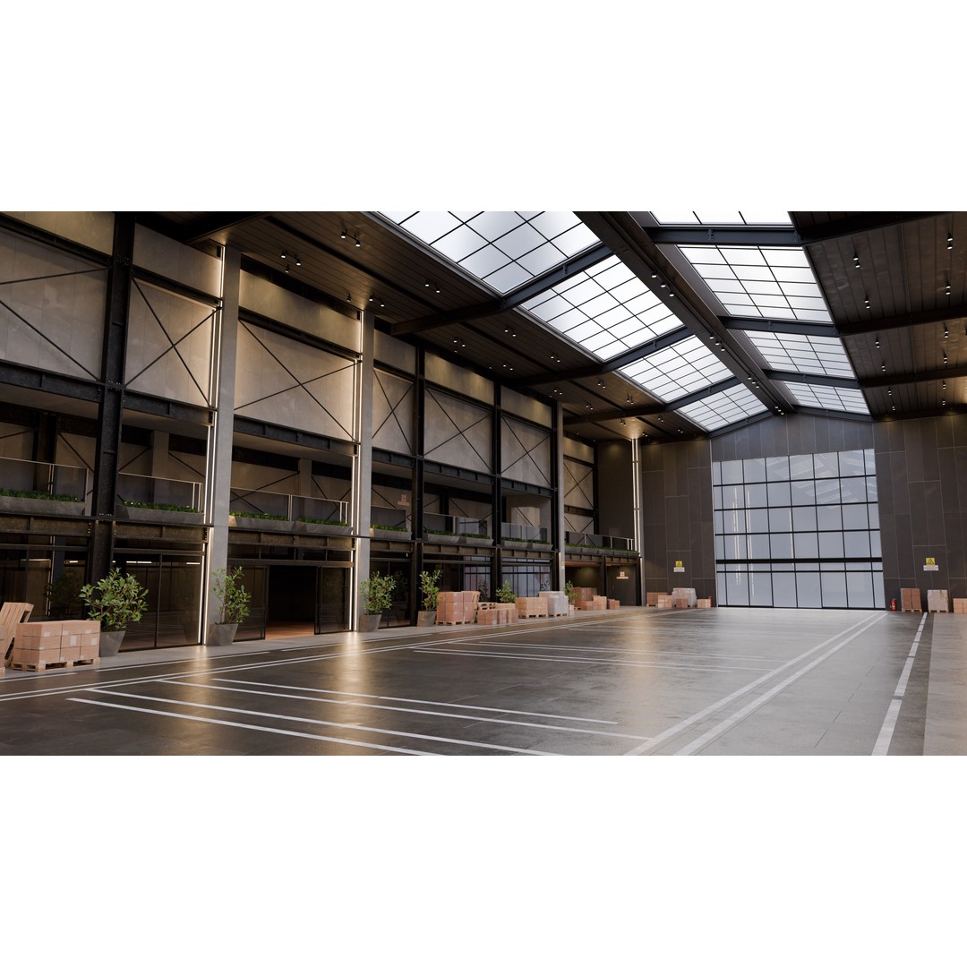 Modern Warehouse 3D Model – High Poly Office Design, Blender, FBX, OBJ - View 3