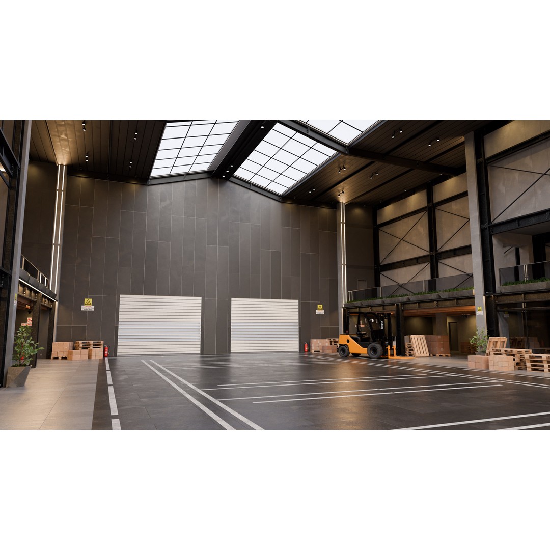 Modern Warehouse 3D Model – High Poly Office Design, Blender, FBX, OBJ - View 4