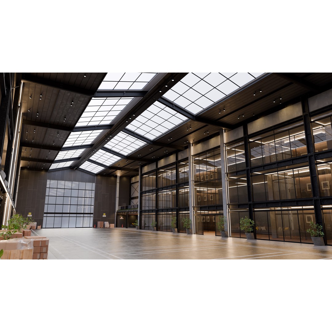 Modern Warehouse 3D Model – High Poly Office Design, Blender, FBX, OBJ - View 5