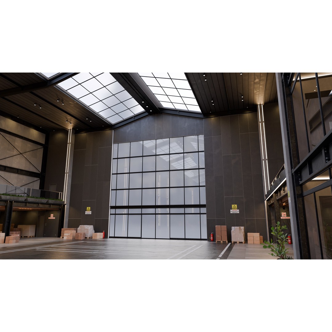 Modern Warehouse 3D Model – High Poly Office Design, Blender, FBX, OBJ - View 6