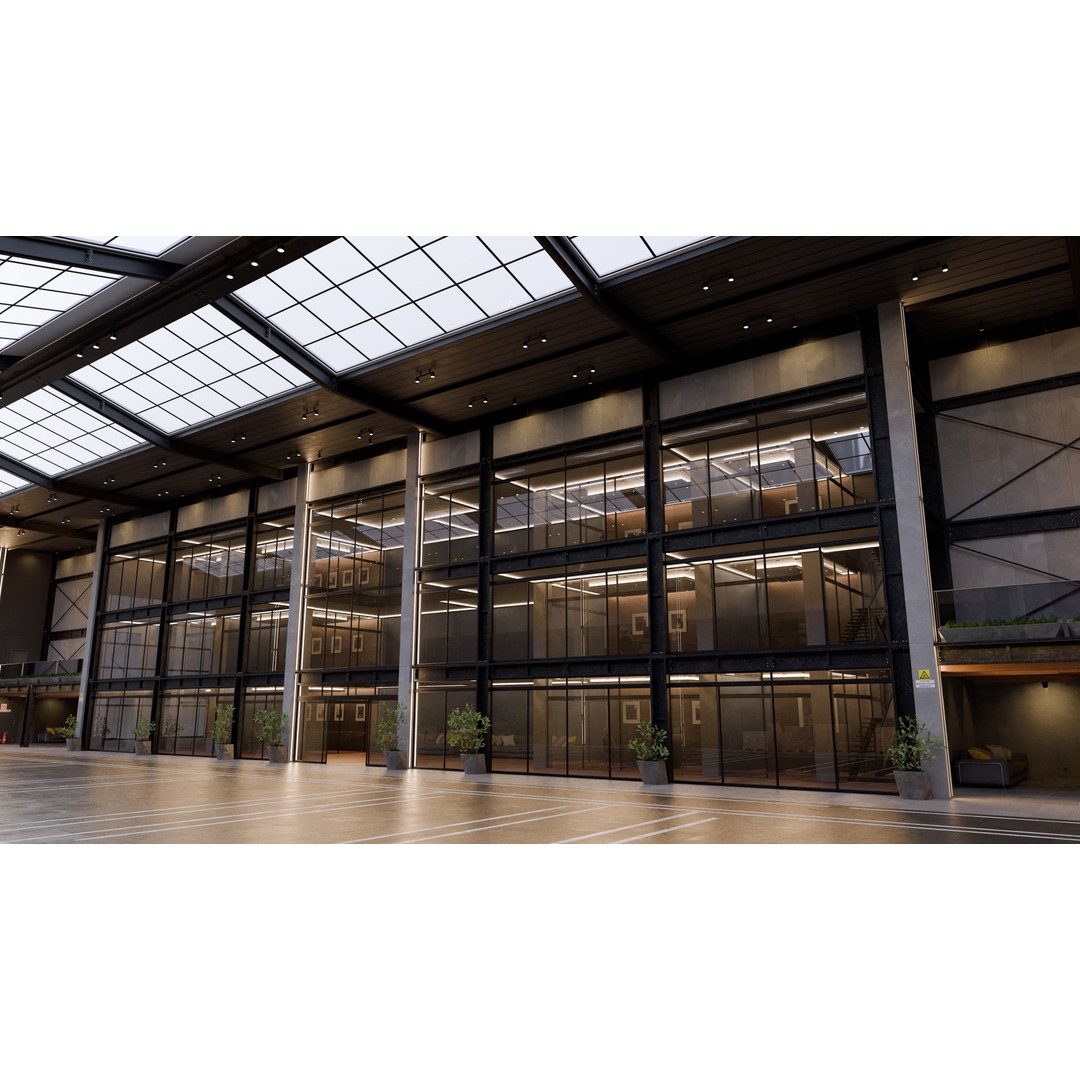 Modern Warehouse 3D Model – High Poly Office Design, Blender, FBX, OBJ - View 7