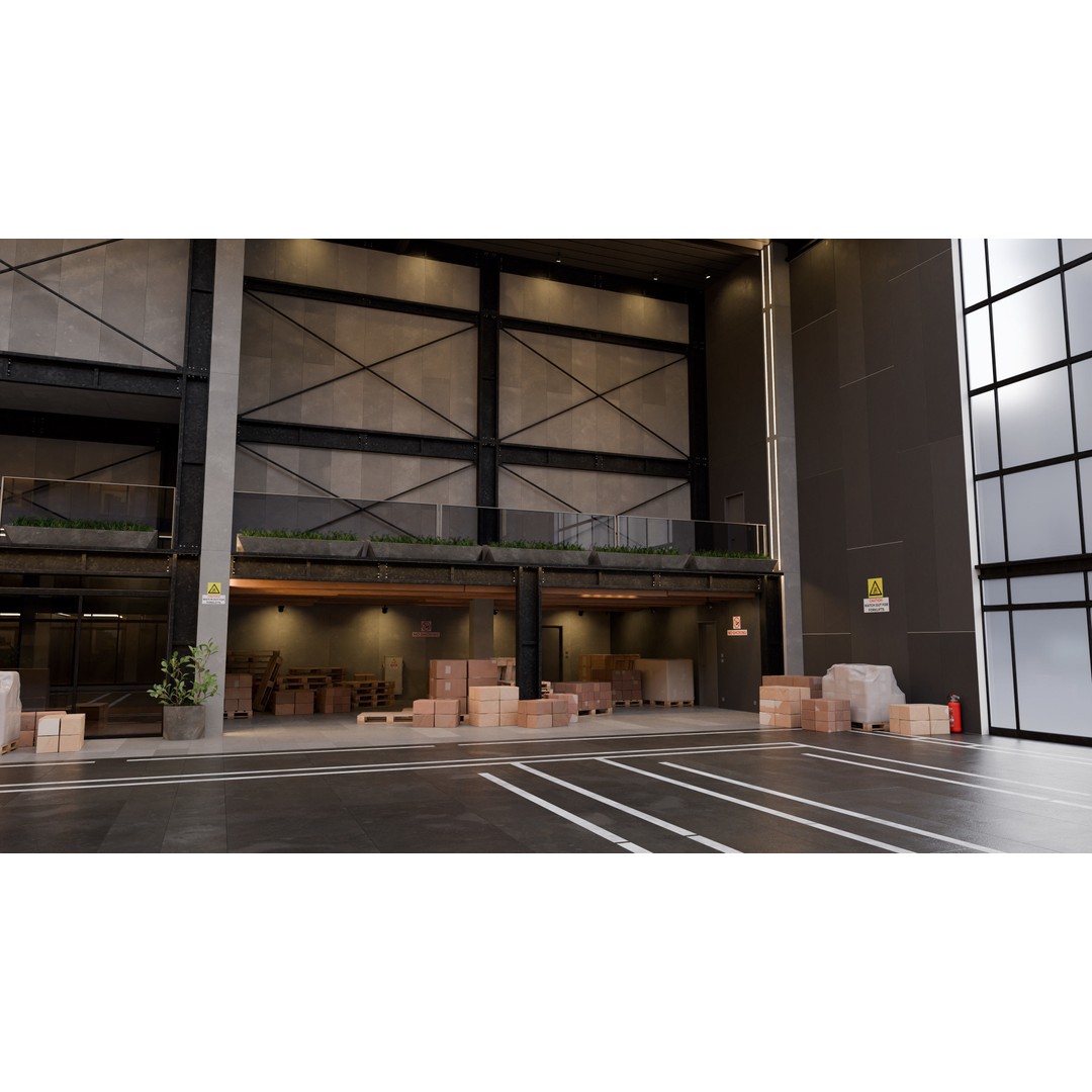 Modern Warehouse 3D Model – High Poly Office Design, Blender, FBX, OBJ - View 9