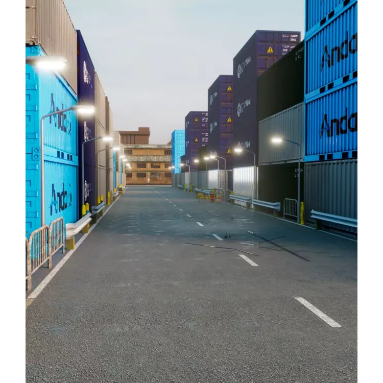 Docks Shipment 3D Model – Industrial Environment with PBR Textures - View 2