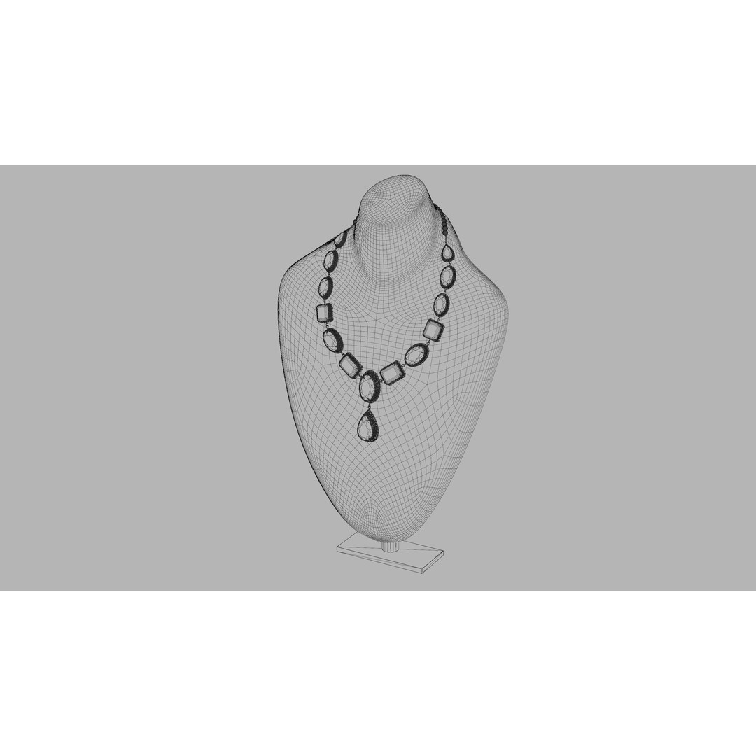 Mughal Necklace 3D Model – Emerald & Diamond Jewelry, FBX