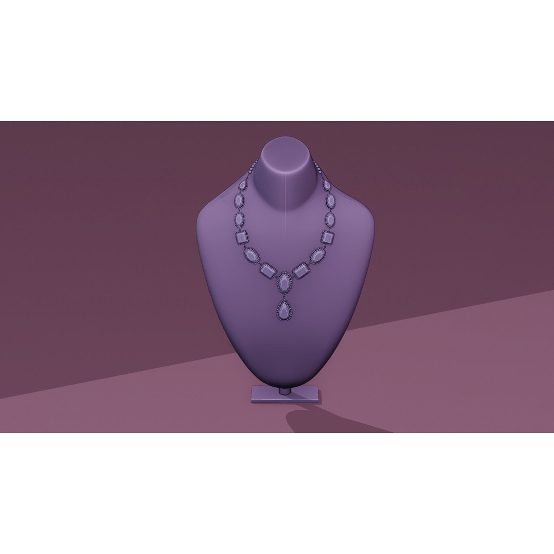 Mughal Necklace 3D Model – Emerald & Diamond Jewelry, FBX - View 10