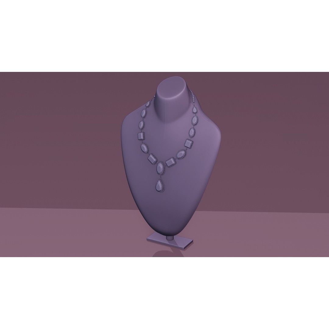 Mughal Necklace 3D Model – Emerald & Diamond Jewelry, FBX - View 11