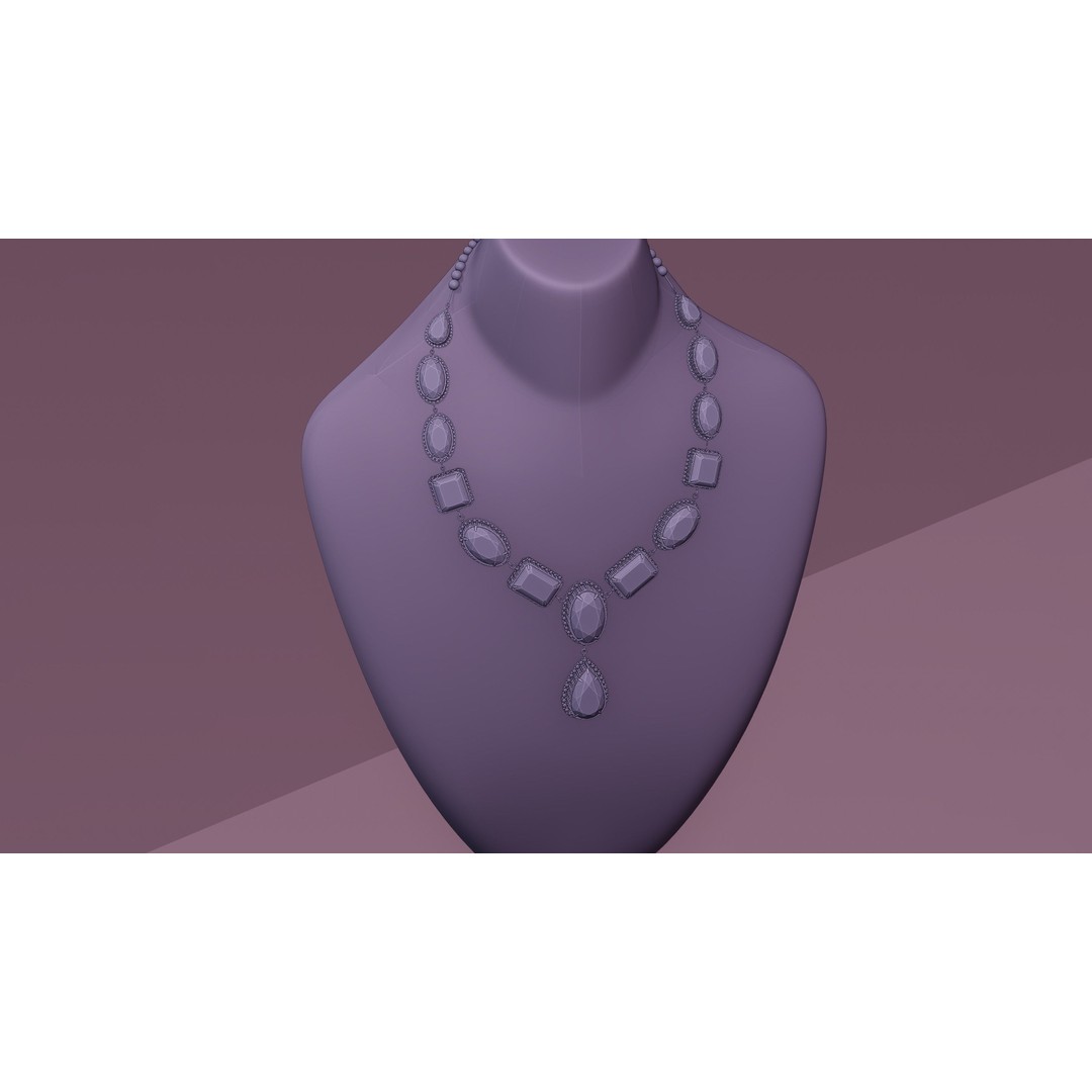 Mughal Necklace 3D Model – Emerald & Diamond Jewelry, FBX - View 12