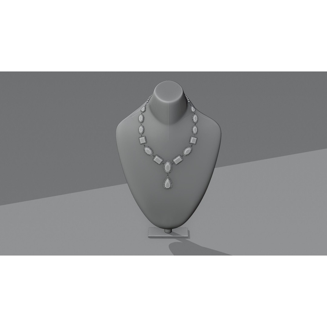 Mughal Necklace 3D Model – Emerald & Diamond Jewelry, FBX - View 13
