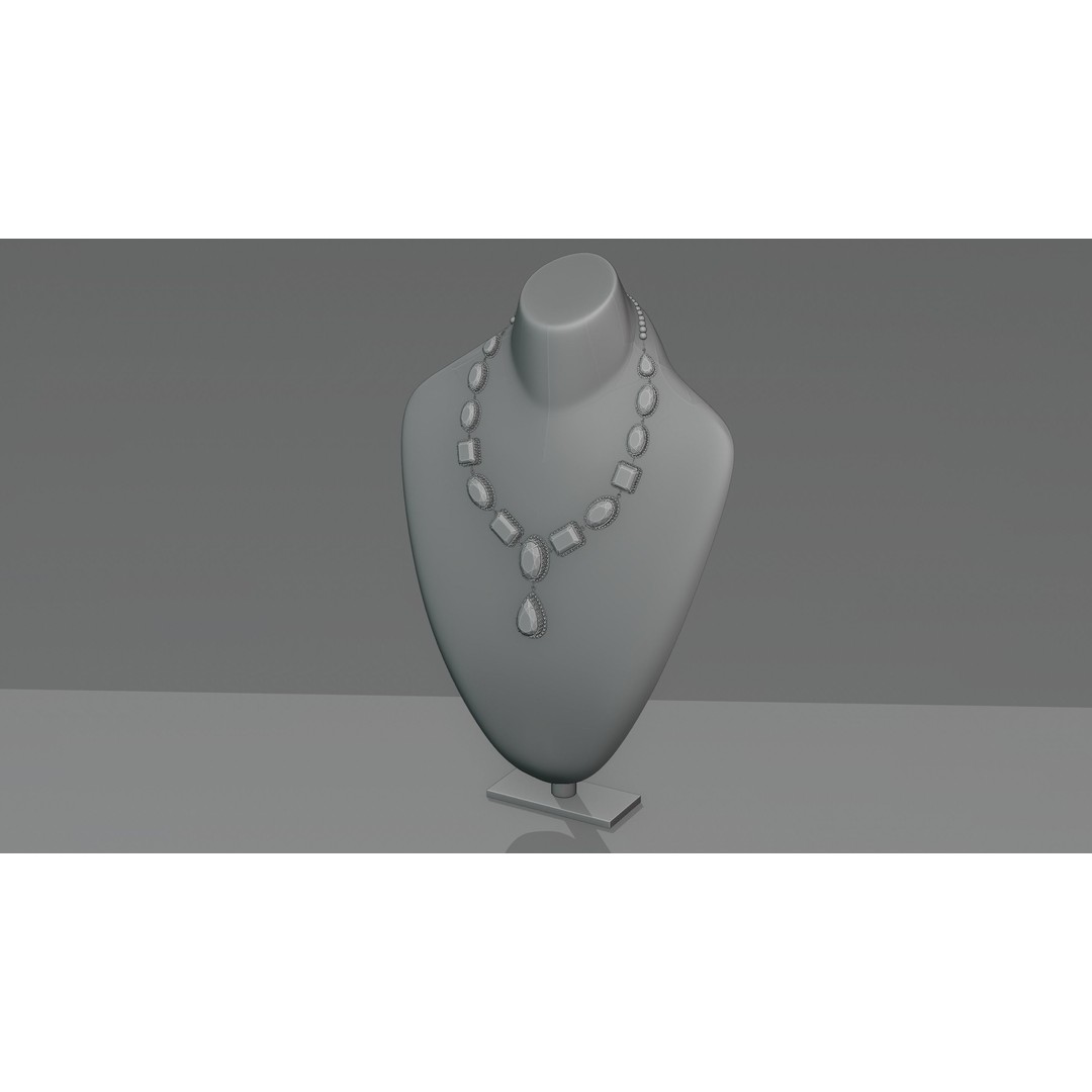 Mughal Necklace 3D Model – Emerald & Diamond Jewelry, FBX - View 14